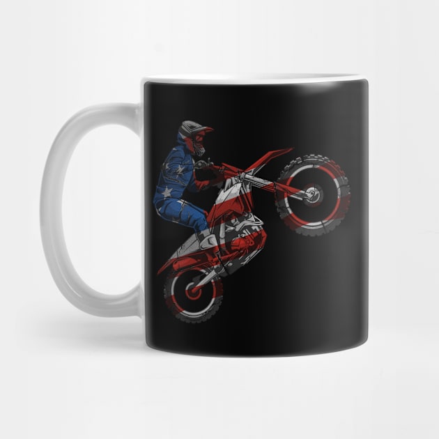 Dirt bike us flag motocross/ Bike Lovers Gift by UranusArts